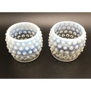 Vintage Fenton Opalescent Hobnail Art Glass Mustard Jelly Jar Tea light Holder